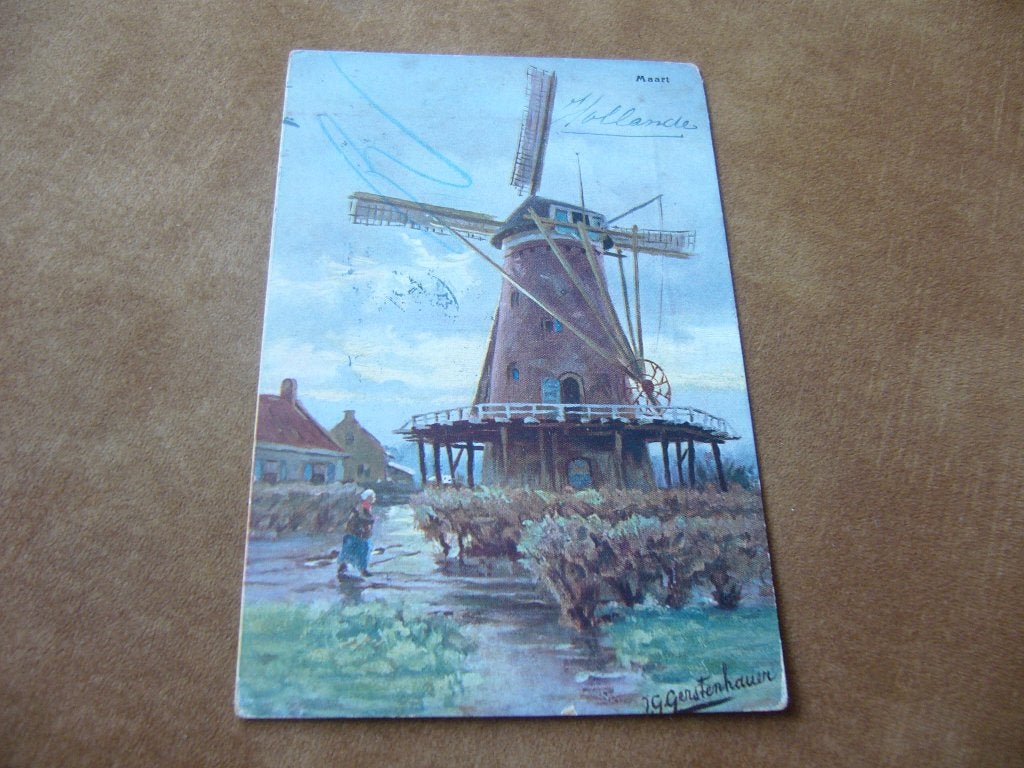 ONBEKENDE MOLEN  = GERSTENHAUER   BRIEFKAART, Verzamelen, Ansichtkaarten | Themakaarten, Ophalen of Verzenden, Voor 1920, Gelopen