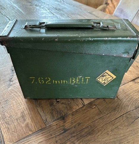 Leger kistje grappig voor de sier, Ophalen, Gebruikt, Groen, Metaal