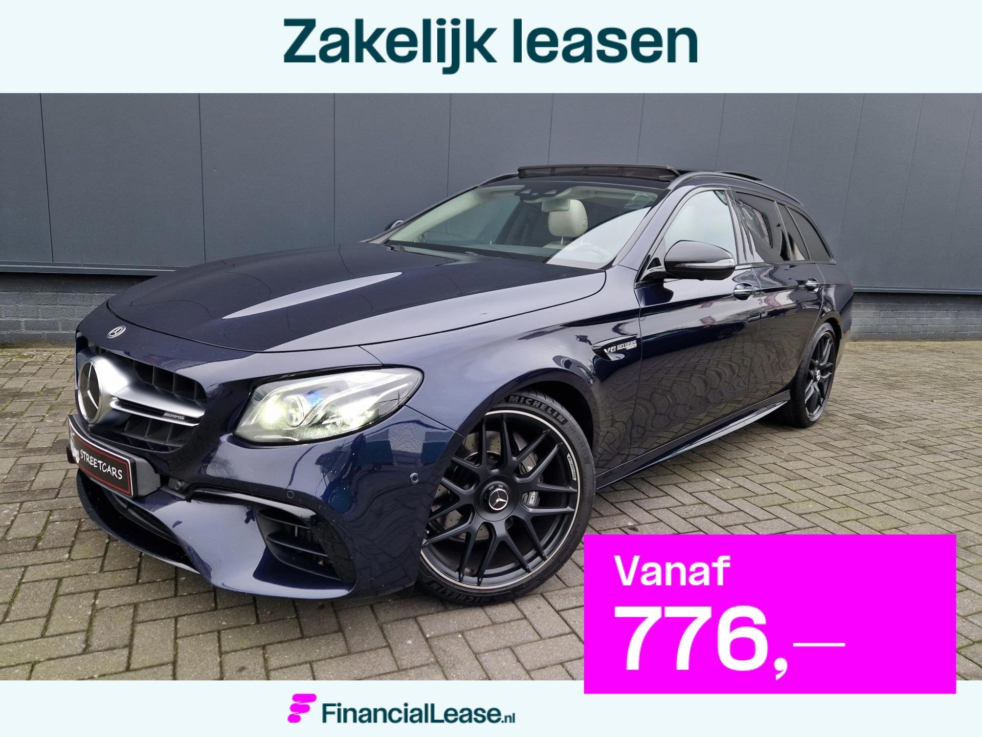 Mercedes-Benz E63 AMG 4MATIC Premium Plus Akrapovic Full!, Automaat, 12 maanden, Gebruikt, Blauw