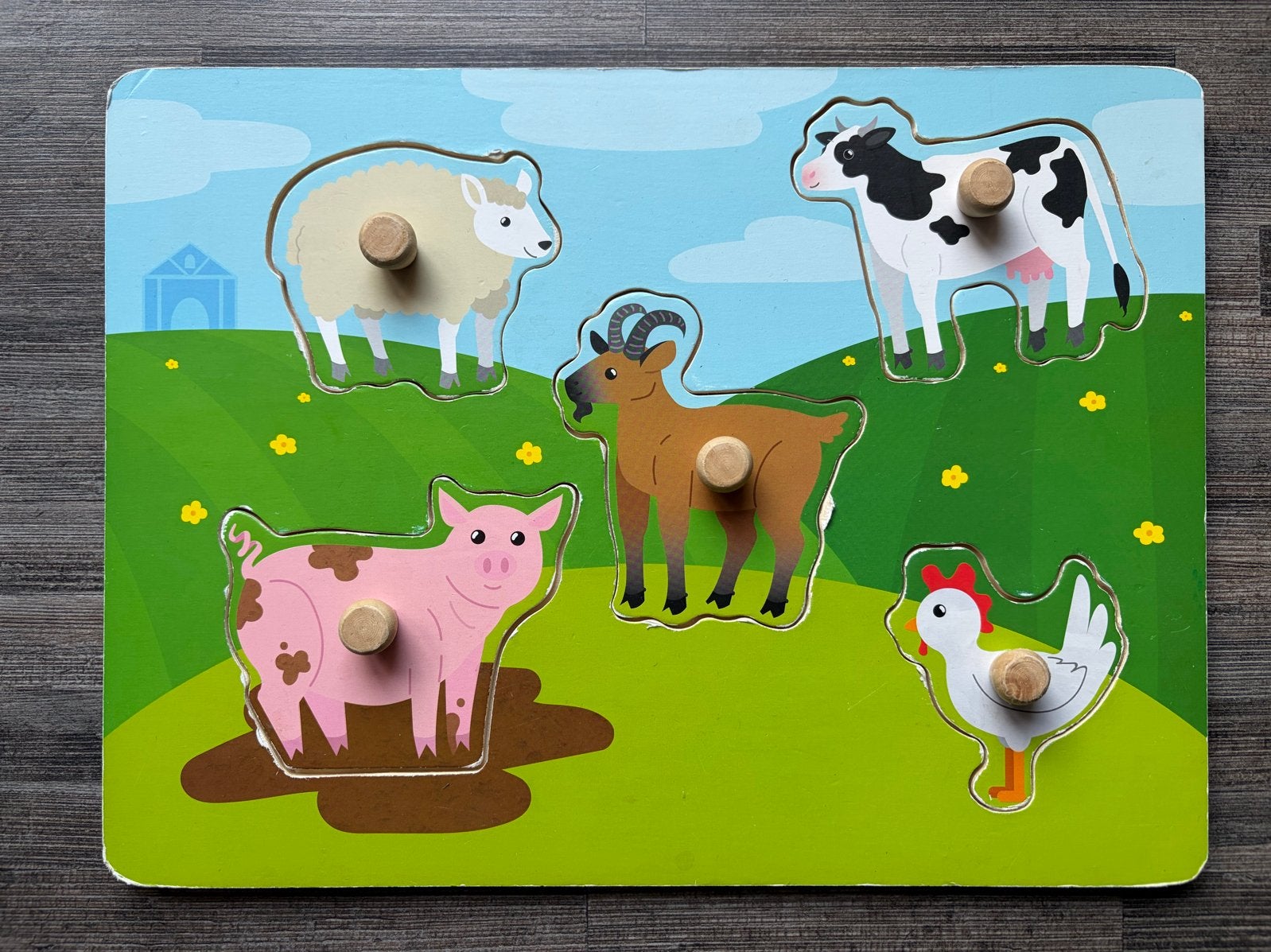 Houten insteekpuzzels voor kinderen - Boerderij, Dieren, Voe, 2 tot 4 jaar, Gebruikt, 10 tot 50 stukjes, Ophalen of Verzenden