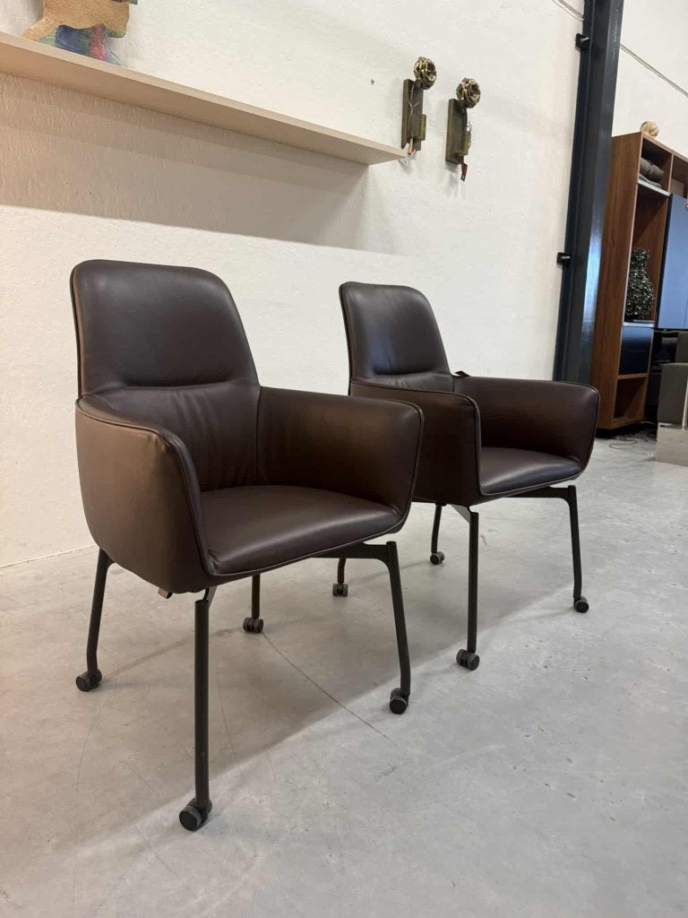 2 Nieuw Leolux Gyon stoelen noli leer design stoel Wiel, Huis en Inrichting, Stoelen, Niet ingevuld, Niet ingevuld, Niet ingevuld