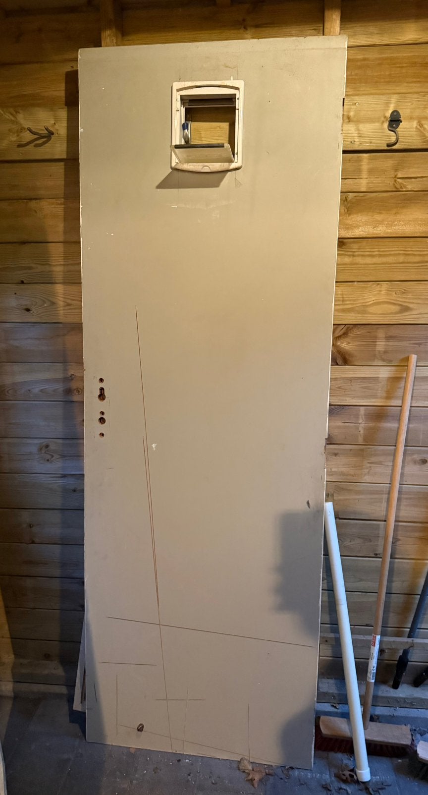 Binnendeur wit met kattenluik, Ophalen, Gebruikt, Binnendeur, 200 tot 215 cm