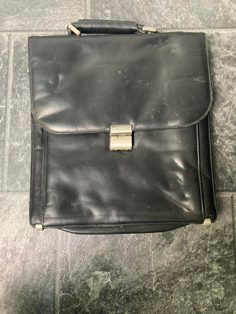 Butun leren tas, Gebruikt, Zwart, Aktetas of Boekentas, Ophalen of Verzenden