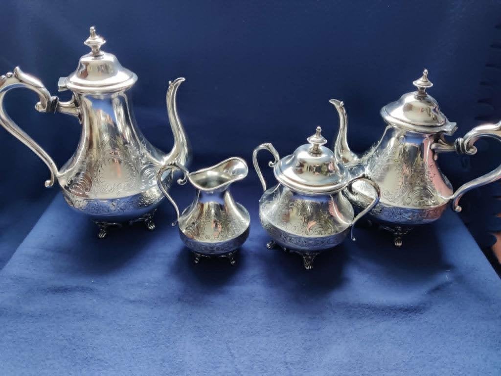 4 delig koffie thee set  Britannia Metal 1870/1930, Antiek en Kunst, Ophalen