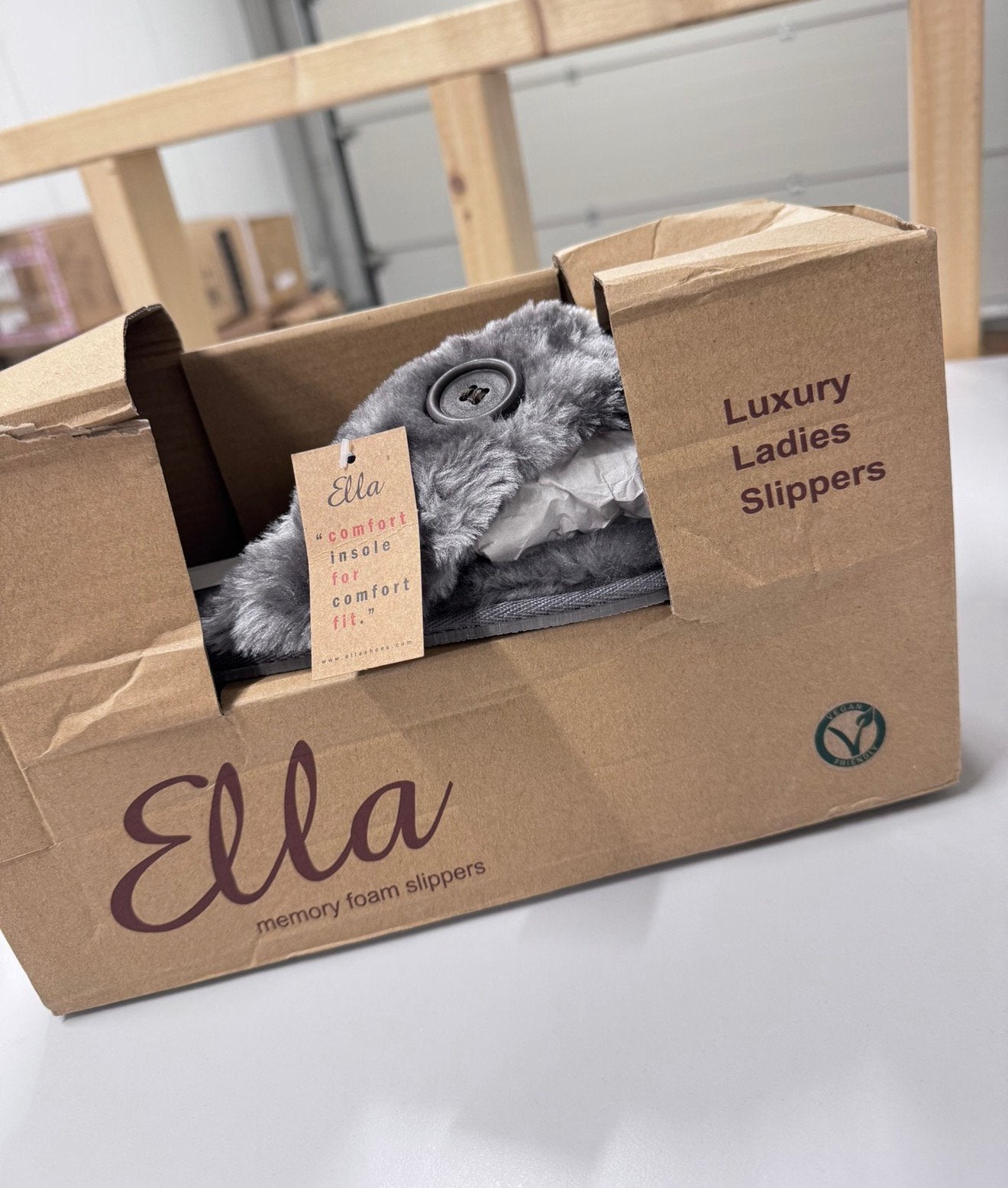Dames Ella Slippers Memory Foam Thuis Spa bad maat 40 grijs, Nieuw, Ophalen of Verzenden, H, H