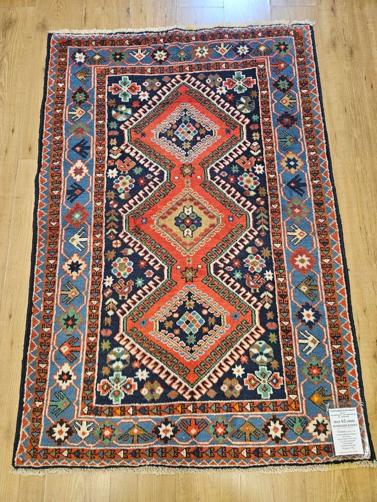 Vintage handgeknoopt perzisch tapijt yalameh 160x107