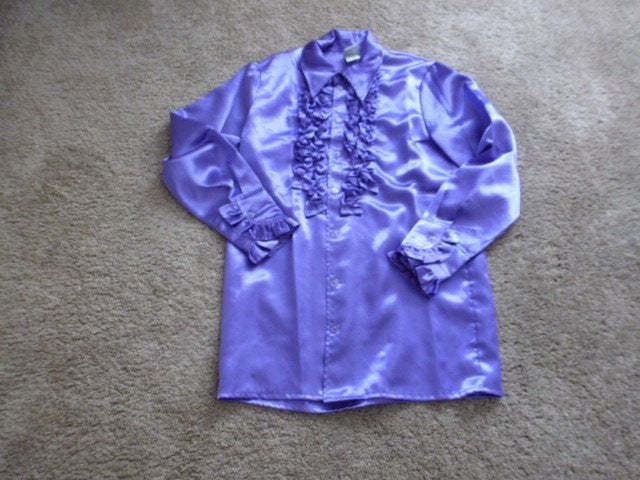 ECHT HAAST NIEUW 1disco paarse ruches blouse satijn maat XS, Kleding | Heren, Ophalen of Verzenden, Zo goed als nieuw, Paars, Halswijdte 38 (S) of kleiner