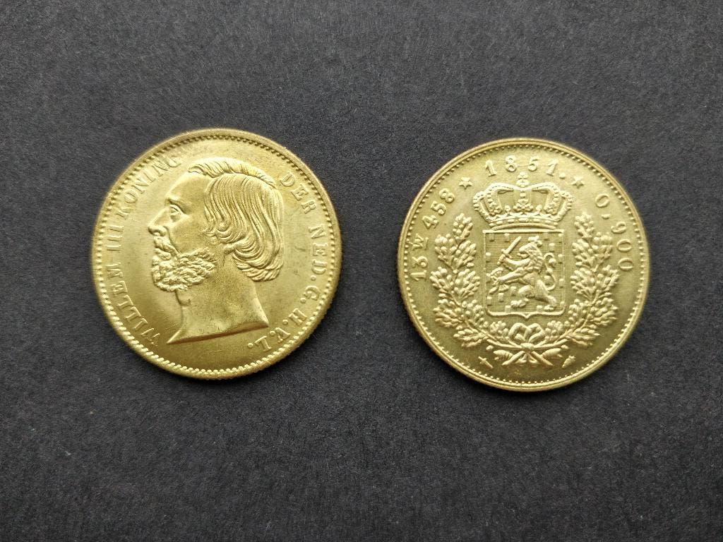 1851 een 20 gulden W3 als replica vaste pr. €2,70, Postzegels en Munten, Munten | Nederland, Verzenden, Koning Willem III, Overige waardes