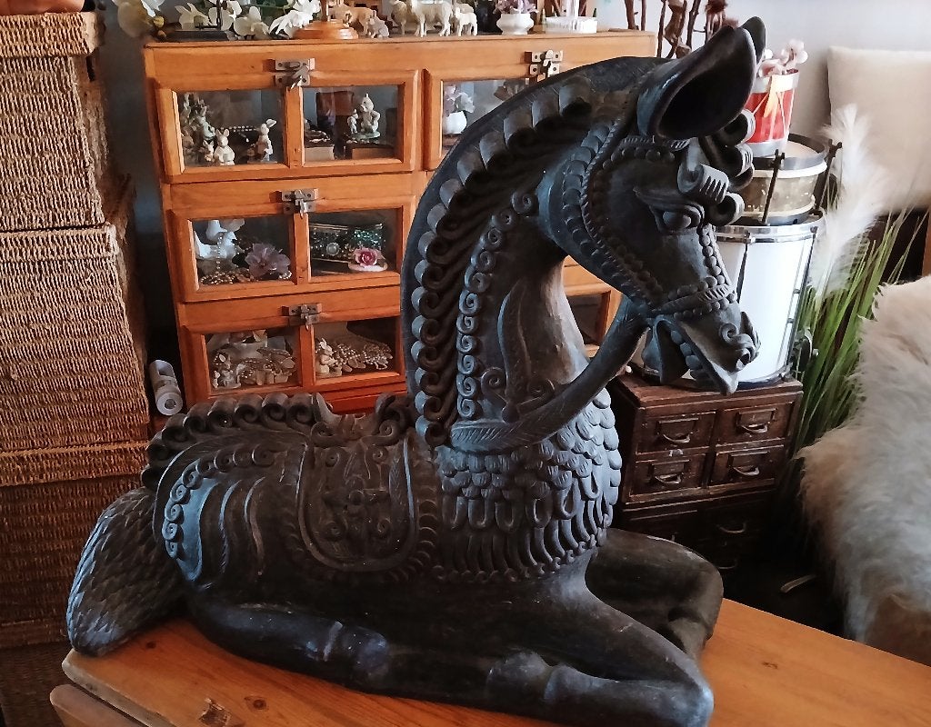 Groot terracotta paard handcarved Garuda beeld balinees bali, Ophalen, Overige onderwerpen, Natuurlijk materiaal, 50 - 100 cm