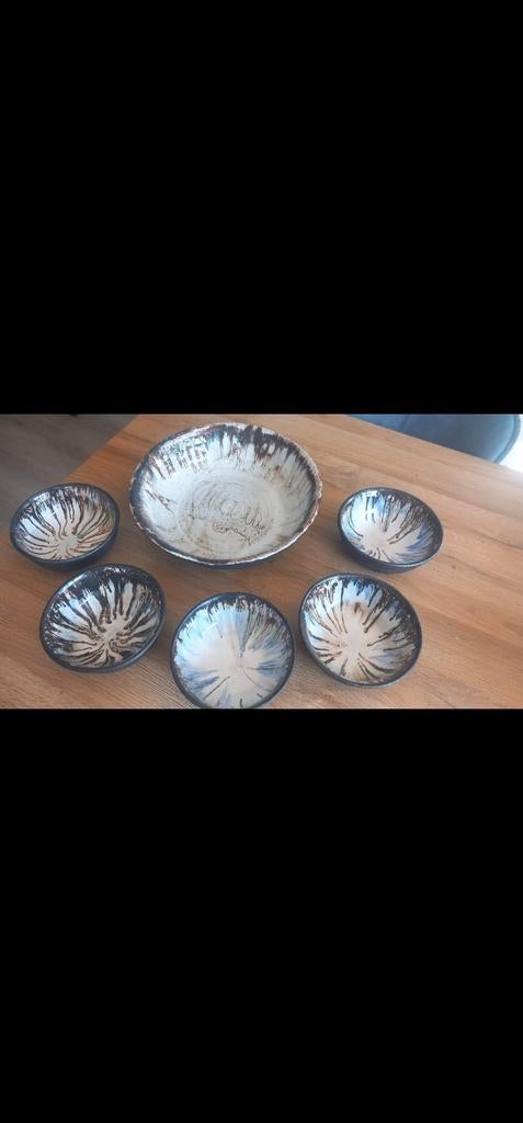 Grote schaal met 5 kleine schaaltjes, Antiek en Kunst, Antiek | Bestek, Ophalen of Verzenden