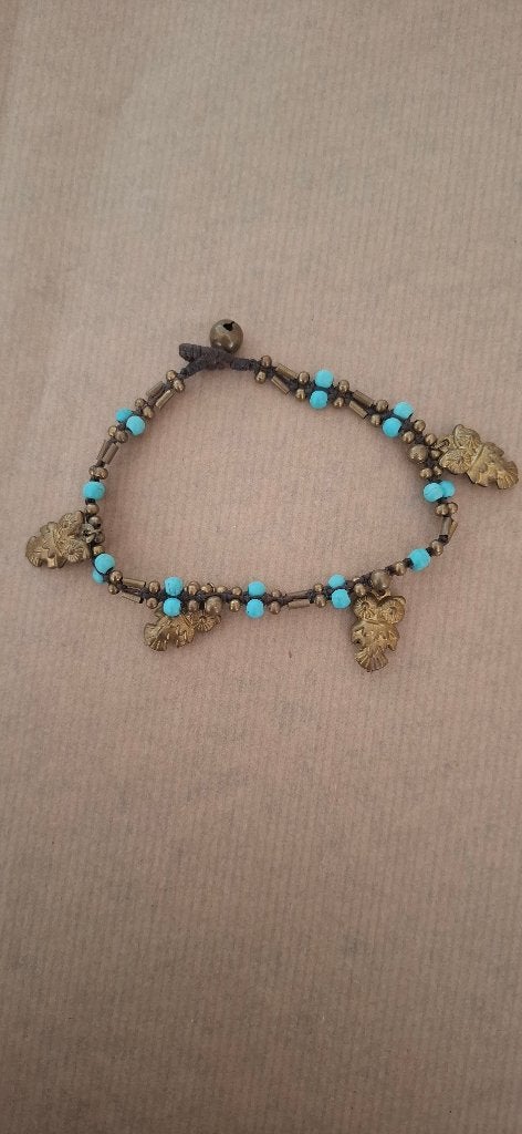 Bohemian Ibiza Enkelbandje Uilen Turquoise Brons, Overige materialen, Overige kleuren, Onbekend, Ophalen of Verzenden