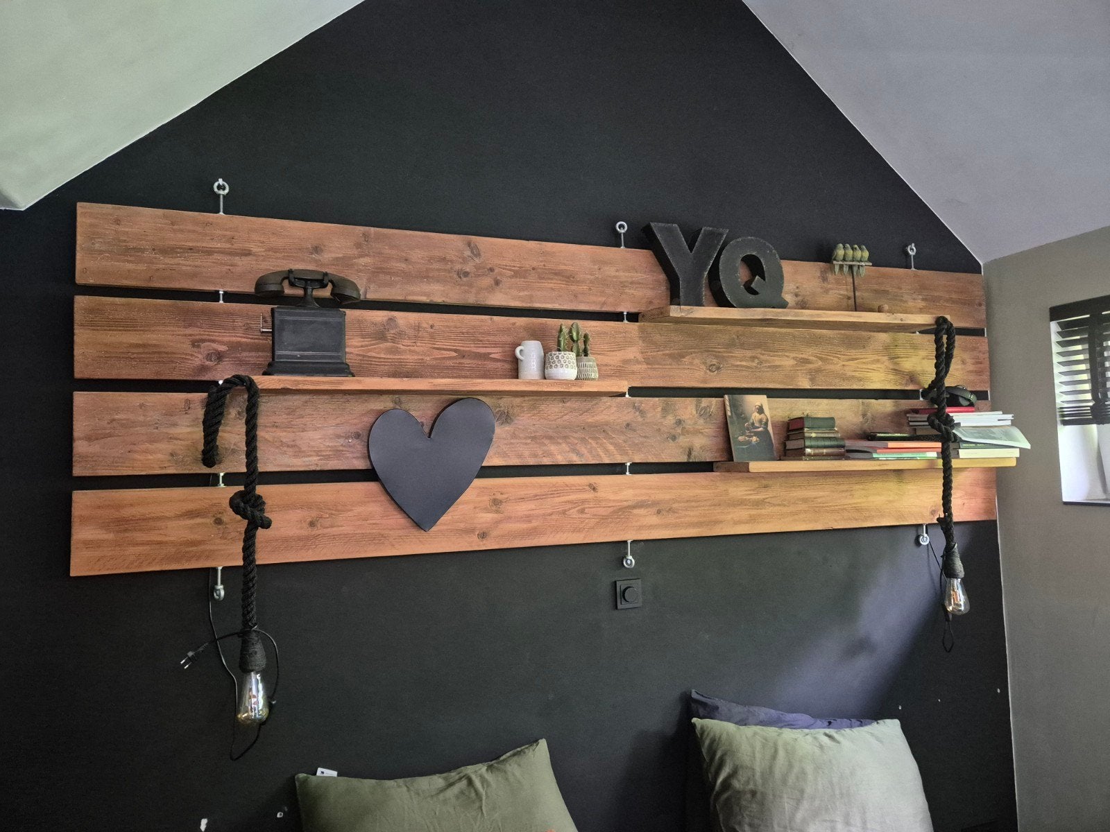 Houten wanddecoratie/hoofdbord 270x70cm, Ophalen, Gebruikt