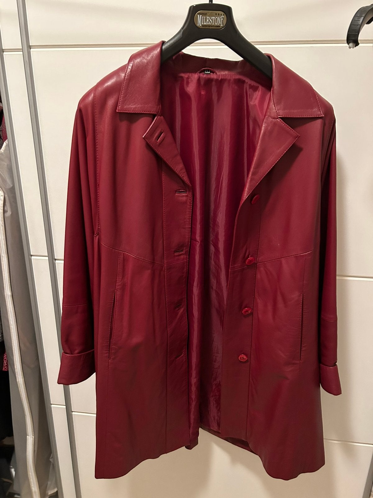 Rode leren dames jas, Ophalen, Zo goed als nieuw, Rood, Jas of Mantel