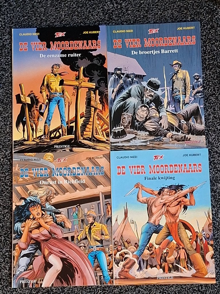 Tex - De 4 Moordenaars 1 t/m 4 (Tex Willer, complete serie), Boeken, Complete serie of reeks, Ophalen of Verzenden, Zo goed als nieuw