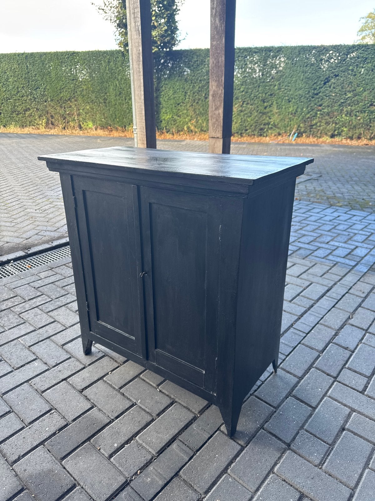 Zwart houten vintage kastje - 85x85x45 cm, Ophalen, Gebruikt