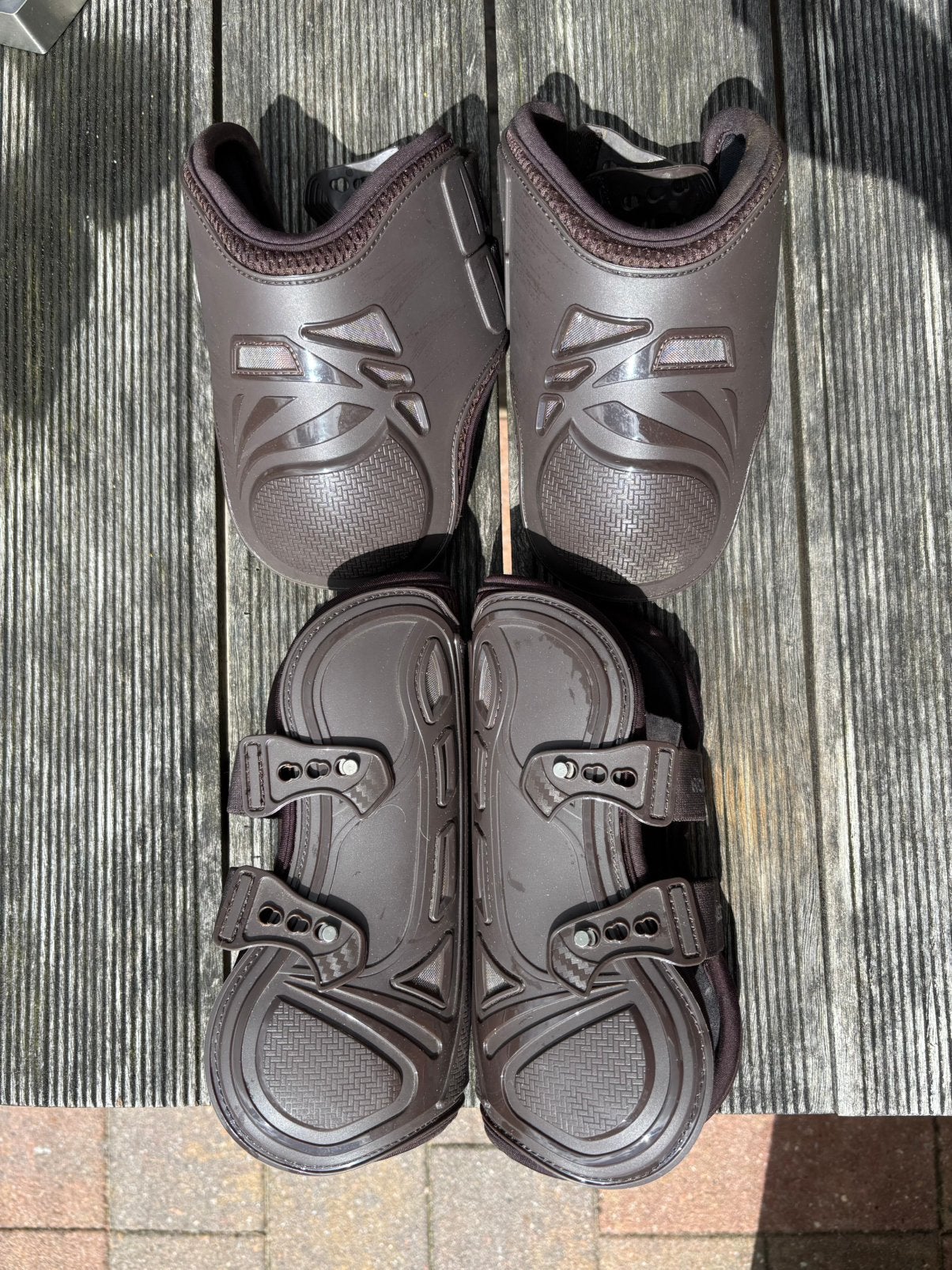 Horsegear peesbeschermers set bruin, Dieren en Toebehoren, Ophalen of Verzenden, Zo goed als nieuw, Peesbeschermers, Rijden