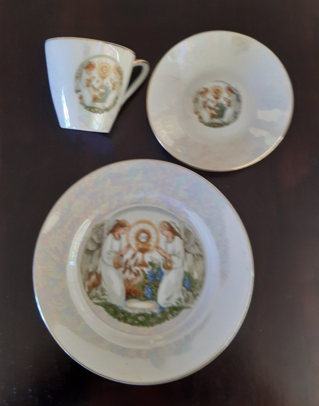 brocante serviesje eerste communie, Ophalen of Verzenden