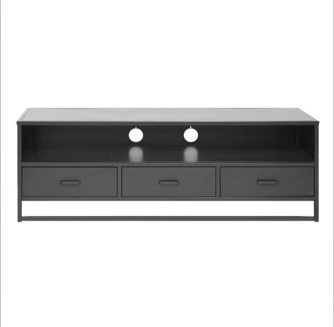 TV meubel zwart metaal met lades 50x148x45 cm, Ophalen, 100 tot 150 cm, Zo goed als nieuw, Minder dan 100 cm