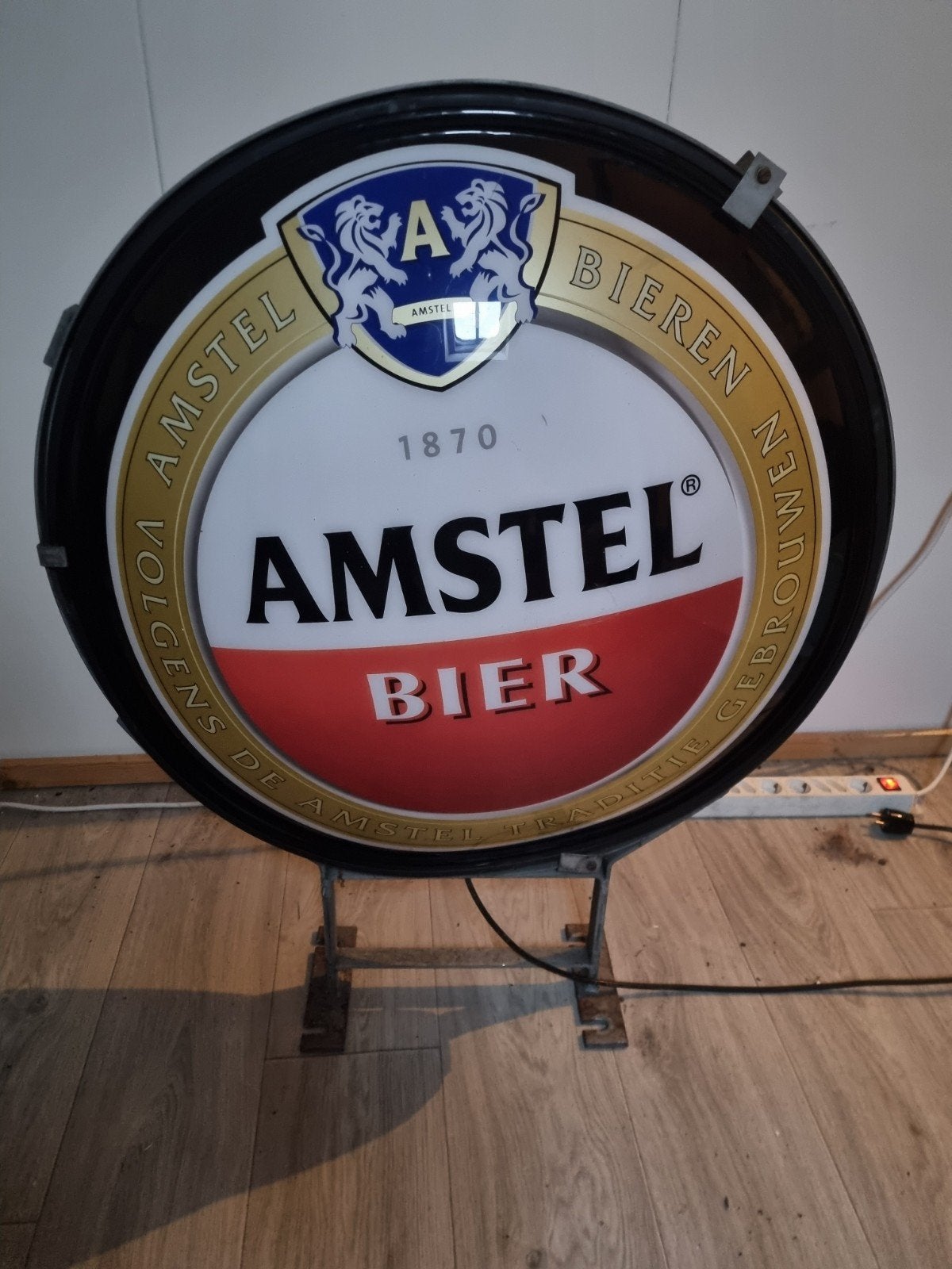 Amstel bier lichtbak lamp gevel verlichting bord, Ophalen, Gebruikt, Reclamebord, Plaat of Schild, Amstel