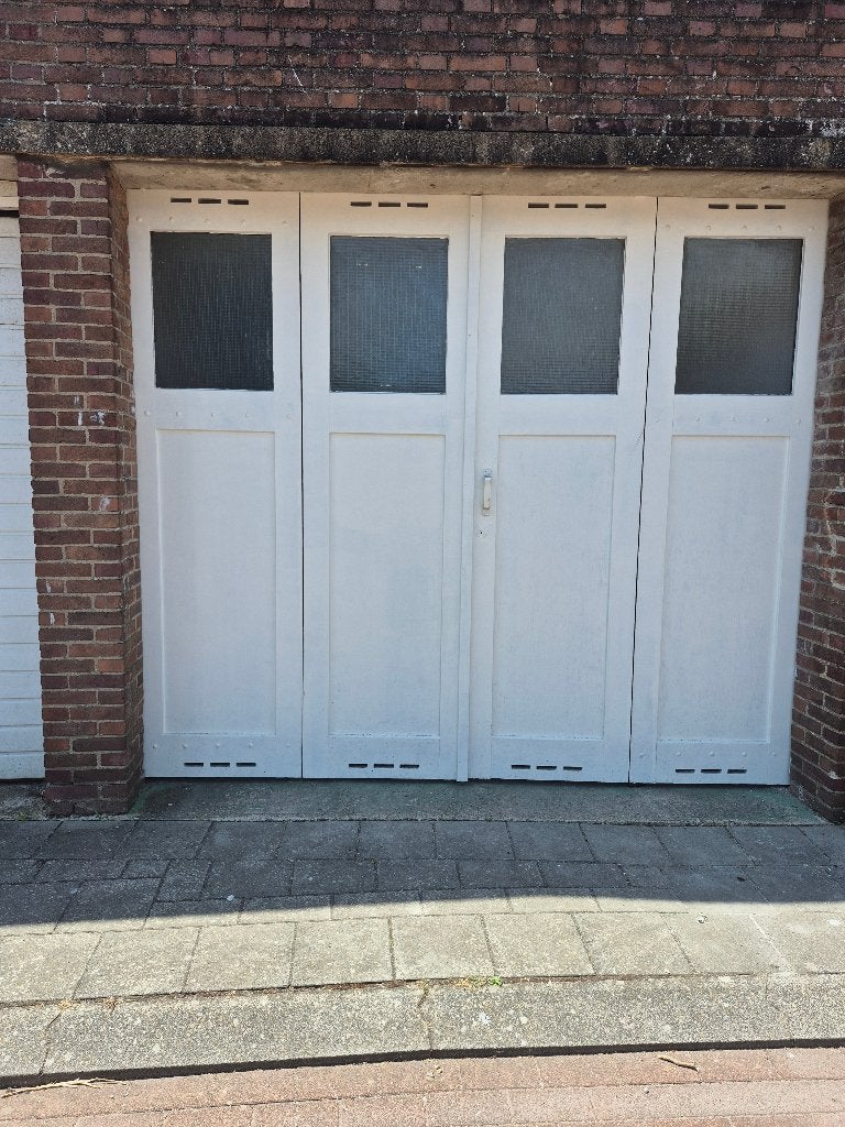 Houten deur 4 delen harmonica sluiting, Ophalen, Garagedeur, Zo goed als nieuw, Vouwdeur