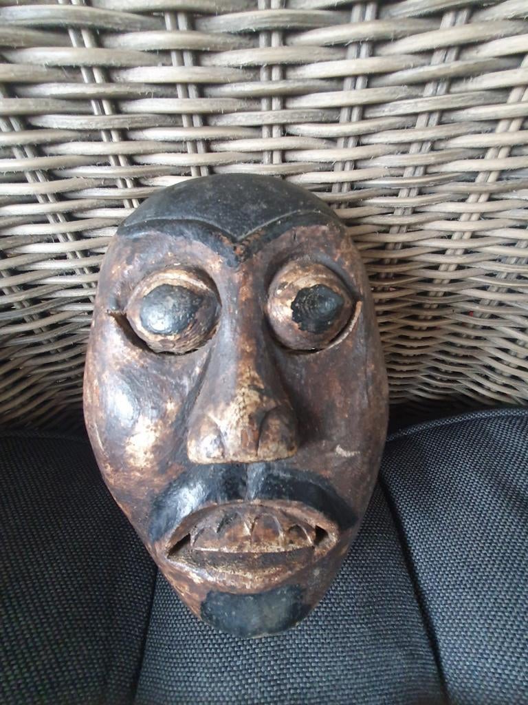 Vintage Afrikaans masker, handgesneden hout, Ophalen of Verzenden