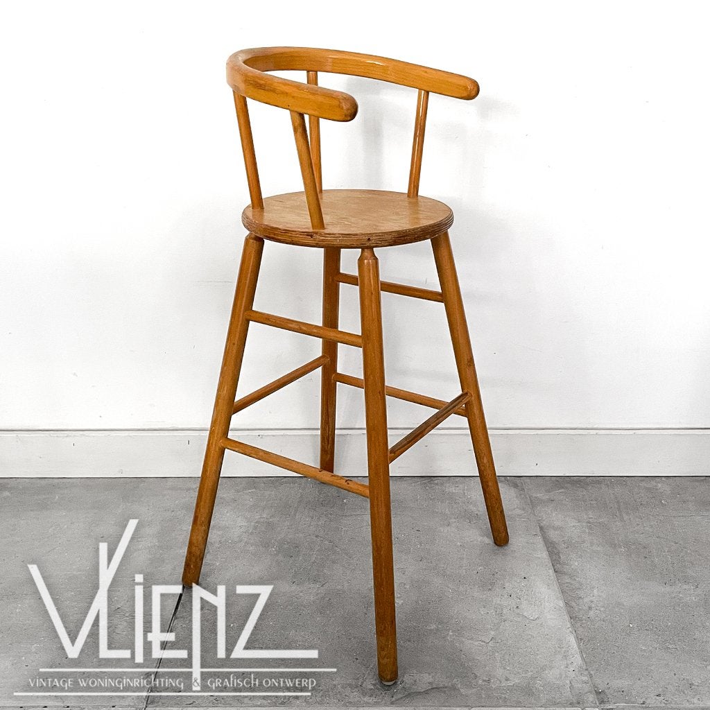 Vintage Kibofa kinderstoel hoge stoel hout spijlen, Ophalen, Gebruikt, -, Overige typen
