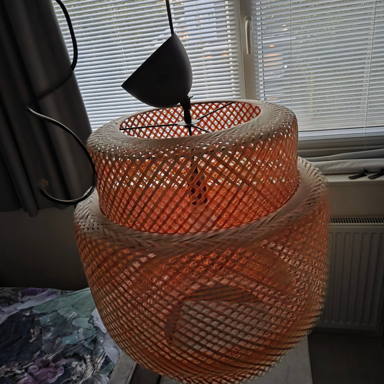 IKEA Rieten Hanglamp - Natuurlijke Sfeer, Ophalen, Bohemian, Scandinavisch, Natuurlijk, Natuurlijk materiaal, E27 (groot)