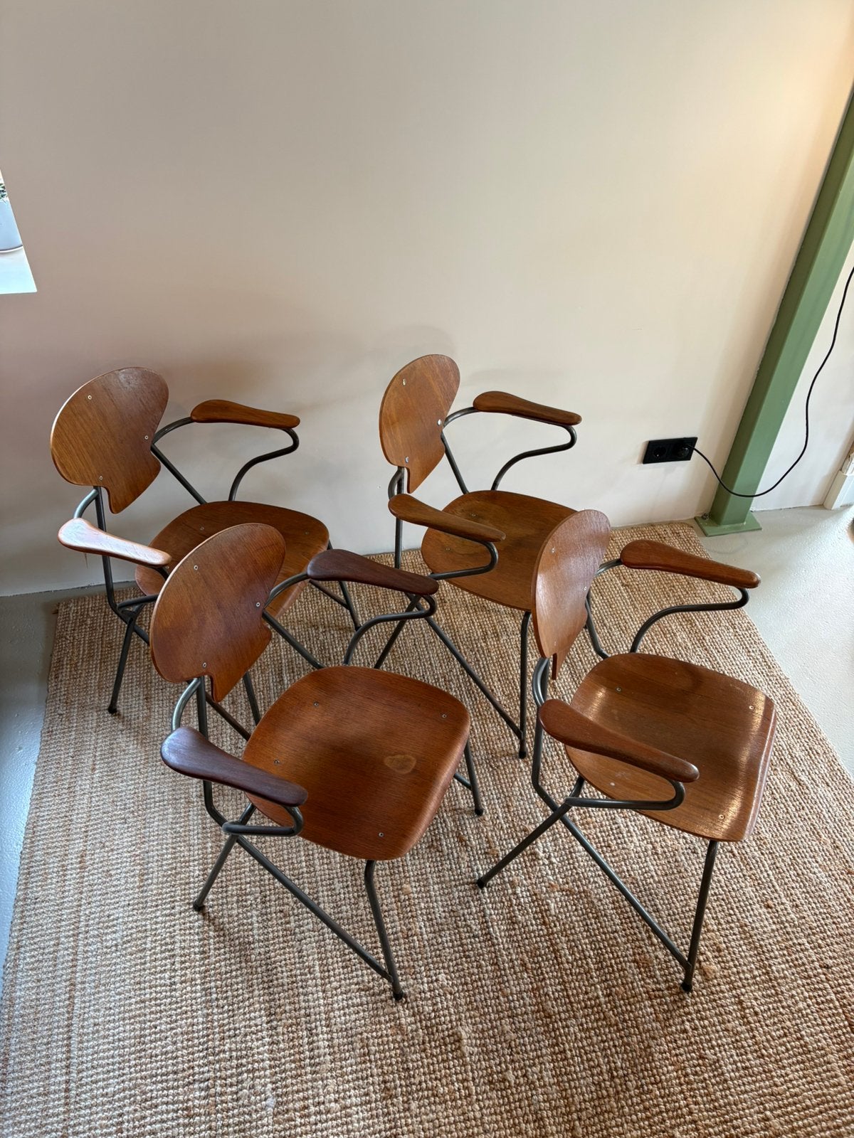 Danbork Deense stoelen /Steen Eiler Rasmussen schoolstoelen, Ophalen, Gebruikt, Deens Steen Eiler Rasmussen vintage schoolstoel