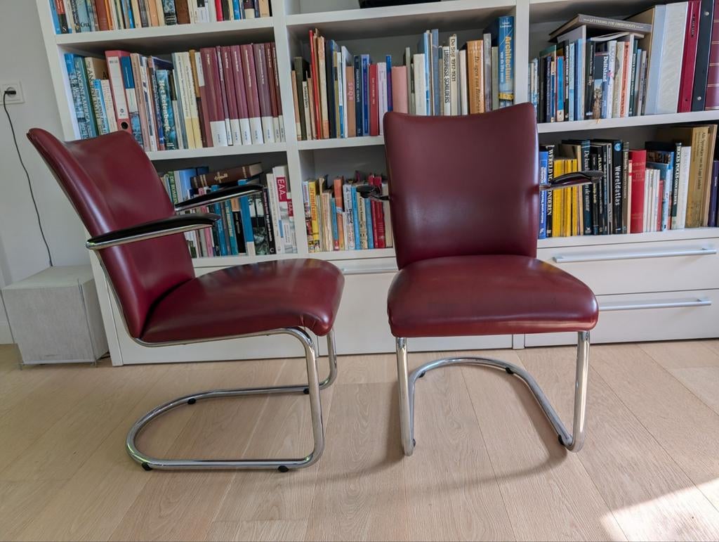 2x De Wit buisframe fauteuil 7018 vintage jaren 60, Huis en Inrichting, Fauteuils, Ophalen, 75 tot 100 cm, Zo goed als nieuw, Leer