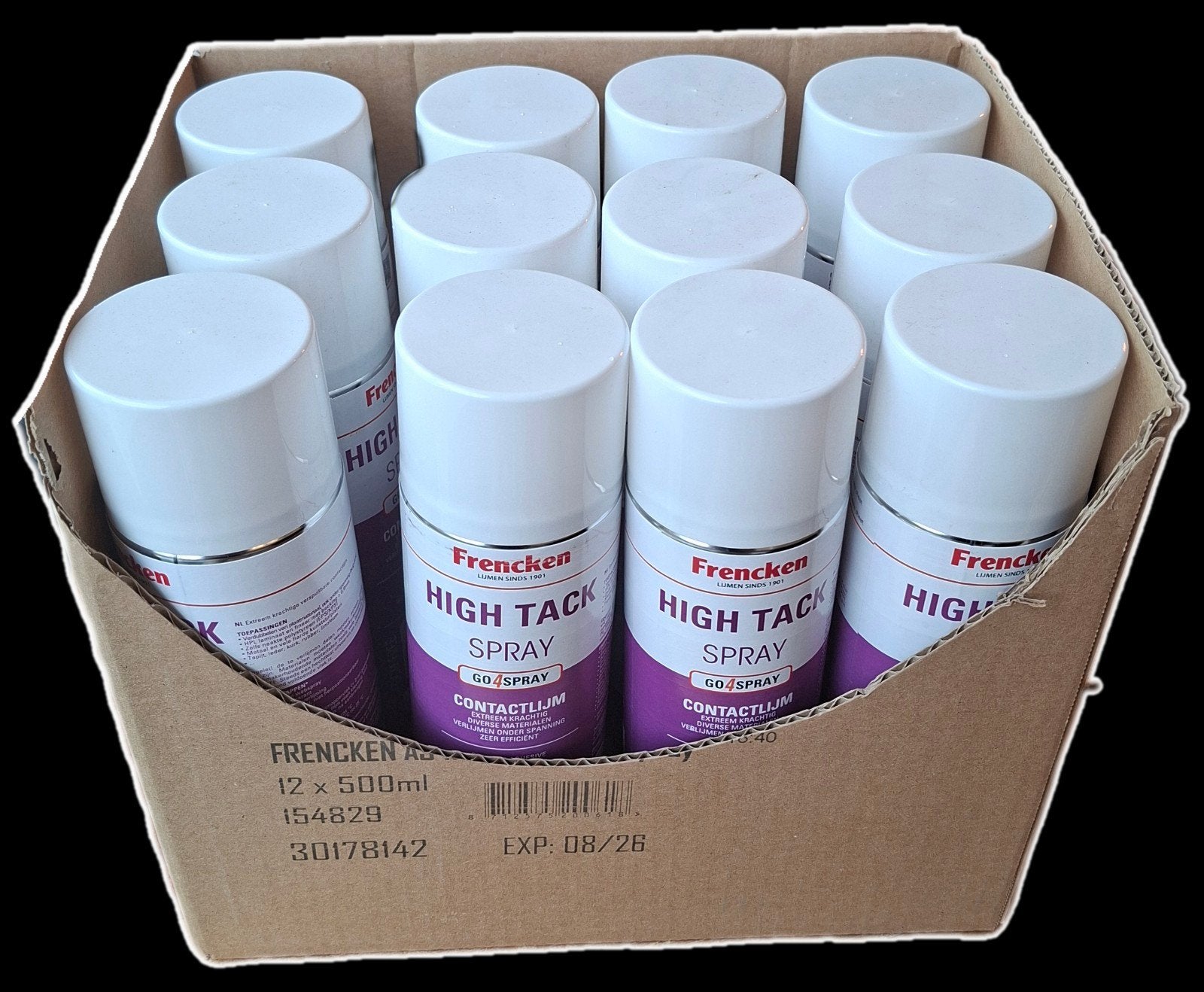 Frencken High Tack Spray Contactlijm - 12x 500ml, Ophalen of Verzenden, Nieuw