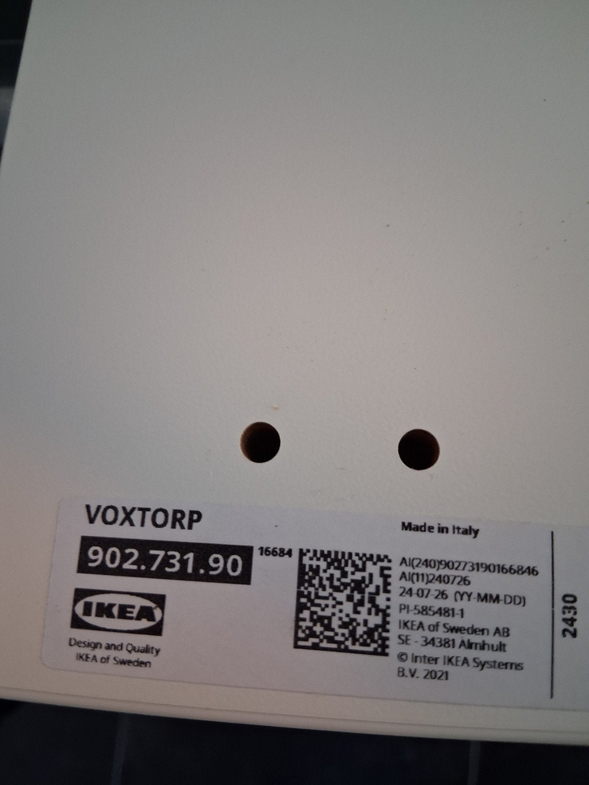 IKEA VOXTORP Frontpaneel Wit, Ophalen, Wit, Nieuw, 50 tot 100 cm
