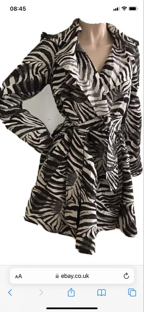 H&M LANVIN Zebra Print Trenchcoat, Kleding | Dames, Maat 38/40 (M), Zwart, Ophalen of Verzenden, Zo goed als nieuw