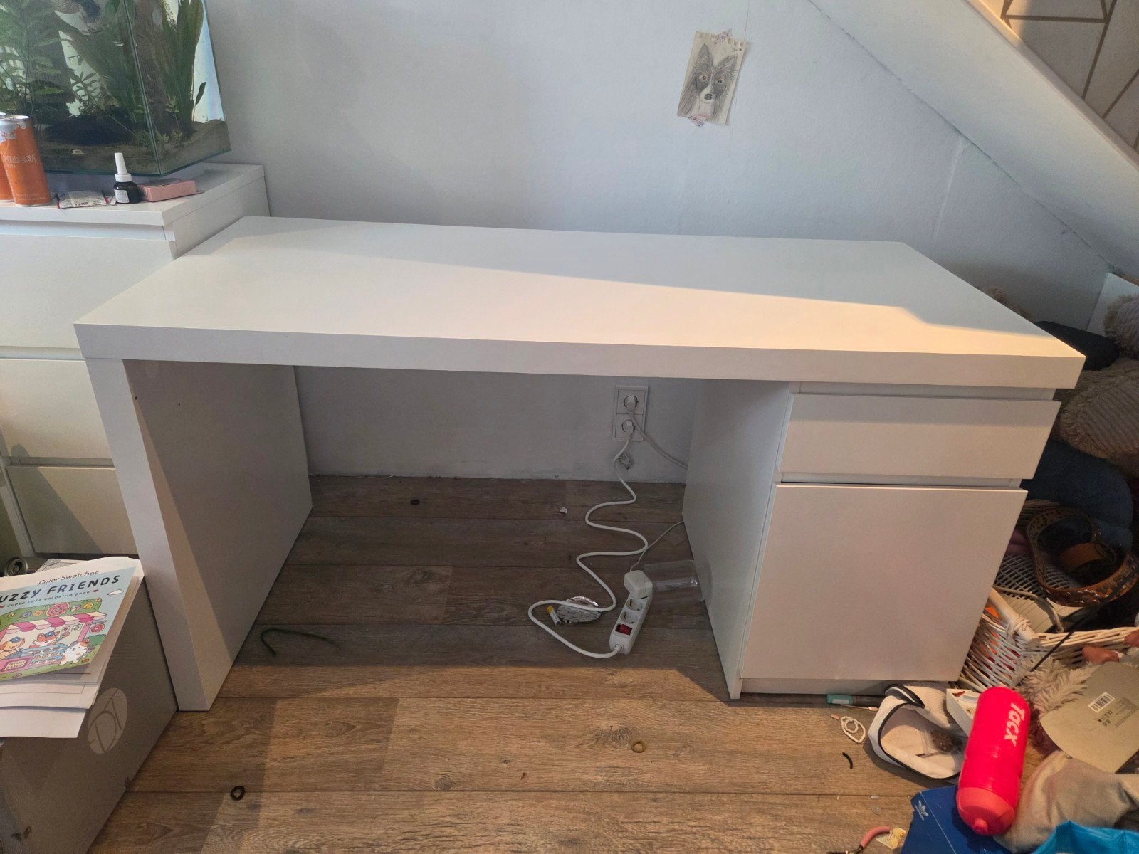 IKEA MALM bureau wit 140x65 cm - Gebruikt, Ophalen, Gebruikt