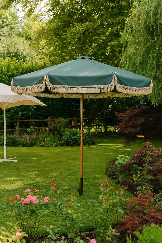 Parasol Vintage Groen (Nieuw in doos), Tuin en Terras, Ophalen of Verzenden, Nieuw, 2 tot 3 meter, Stokparasol