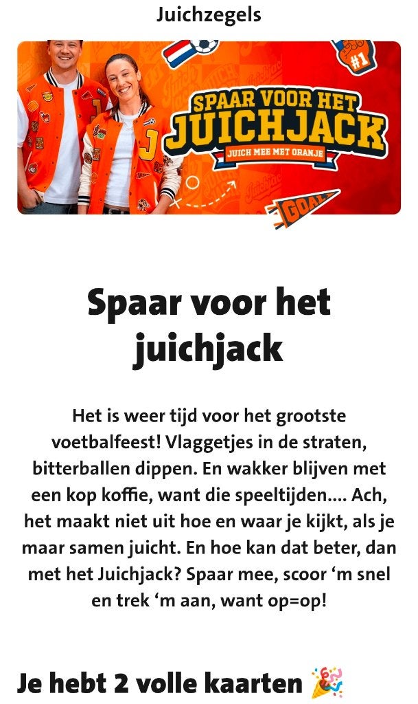 2 volle kaarten juich zegels digitaal juichjack JUMBO, Jumbo, Ophalen of Verzenden