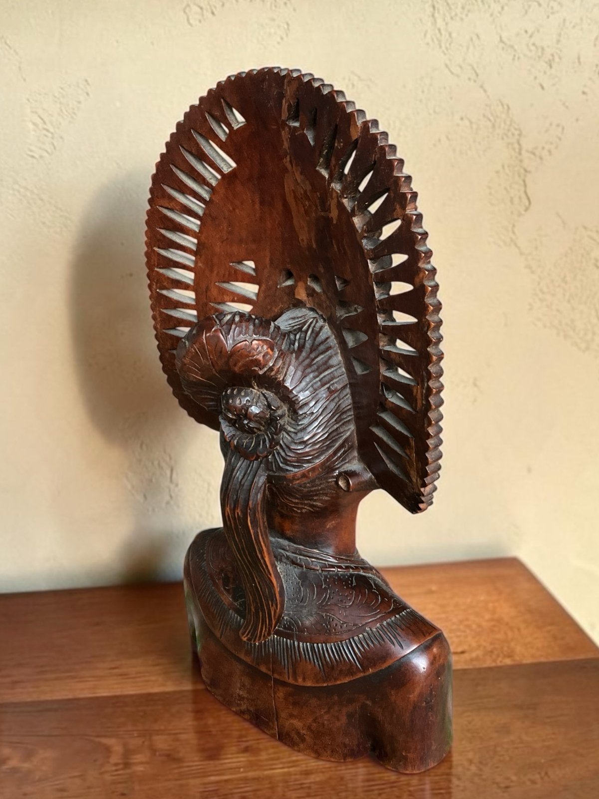 Balinese Djanger Danseres Buste - Tropisch Hout, Buste, Ophalen of Verzenden, Handgemaakt, 20 - 50 cm