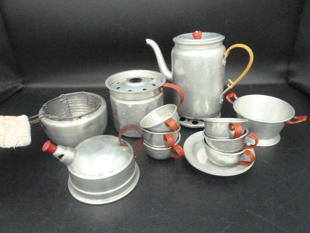 Miniatuur aluminium keukenspulletjes vintage speelgoed, Ophalen of Verzenden