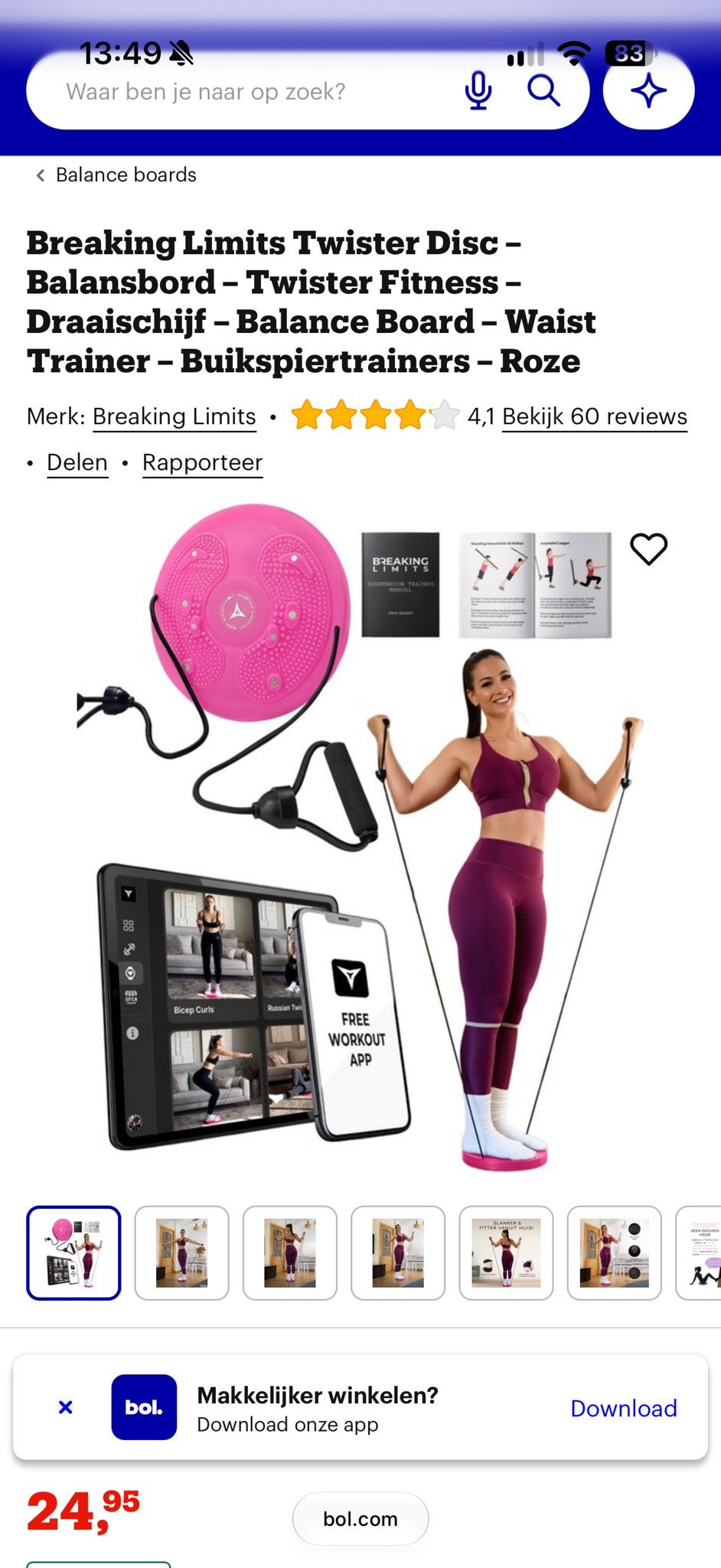 Breaking Limits Twister Disc - Balansbord - Roze, Ophalen, Nieuw, Buik, Balansbord
