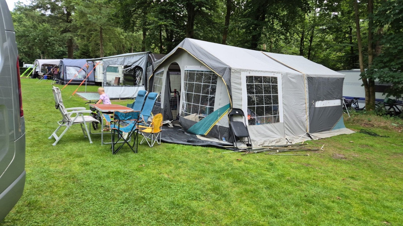 Complete vouwwagen met fietsenrek en extra's, Caravans en Kamperen, Ophalen