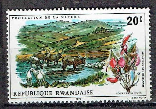 Rwanda 1975 Natuurbesscherming Bloemen, Verzenden, Postfris, Dier of Natuur