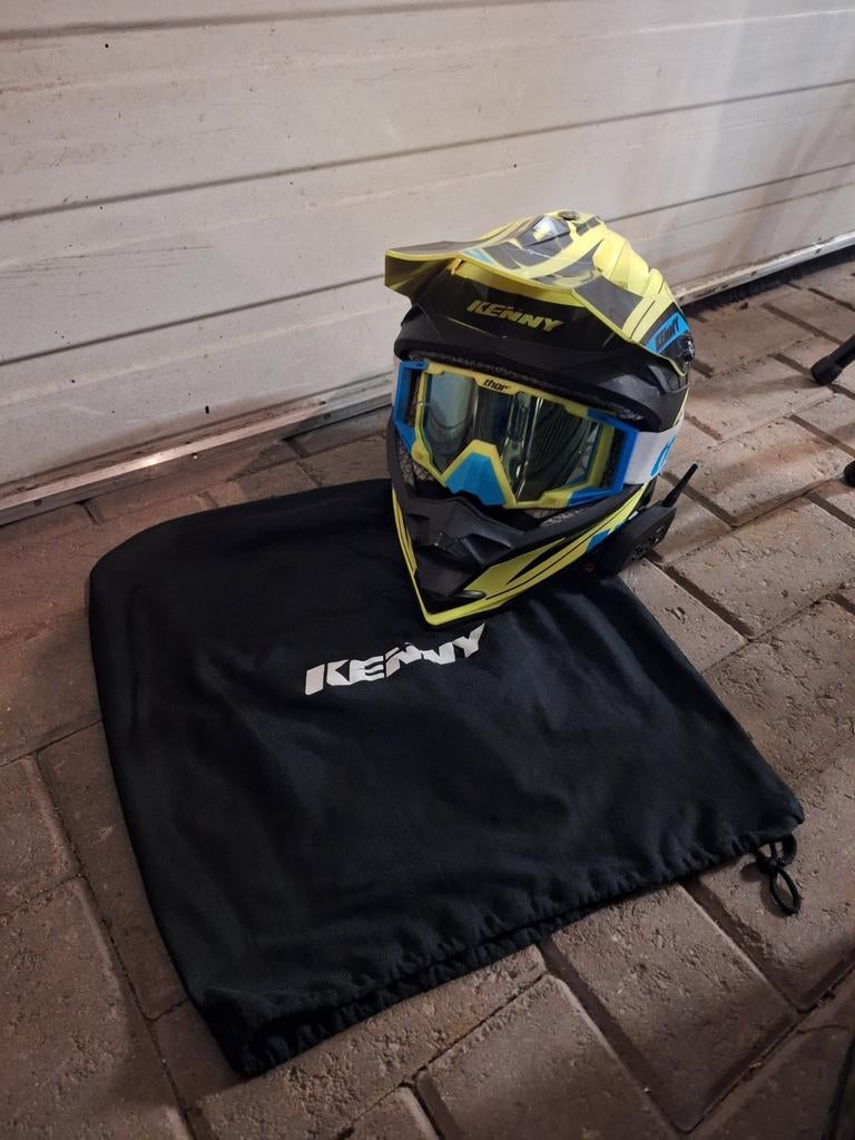 KENNY crosshelm maat S 55/56 incl bril/intercom, Ophalen of Verzenden, Tweedehands, Offroadhelm, Overige merken