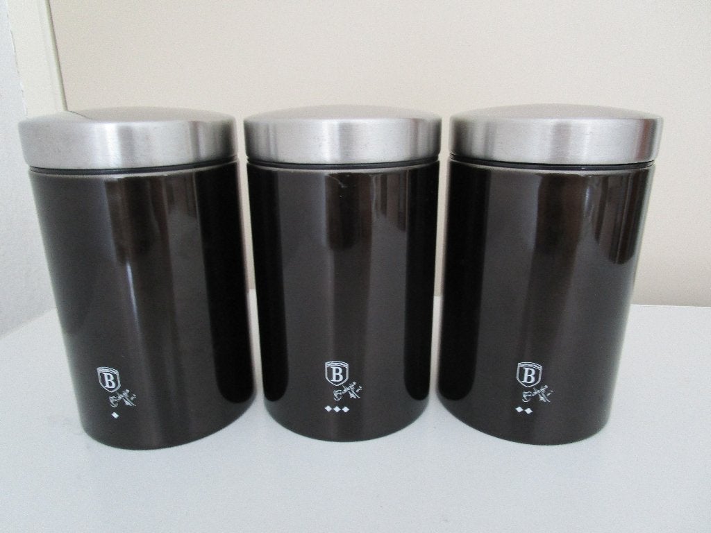 3 voorraadblikken van Berlinger Haus, Black silver set., Ophalen of Verzenden, Zo goed als nieuw, Metaal, Voorraadpot