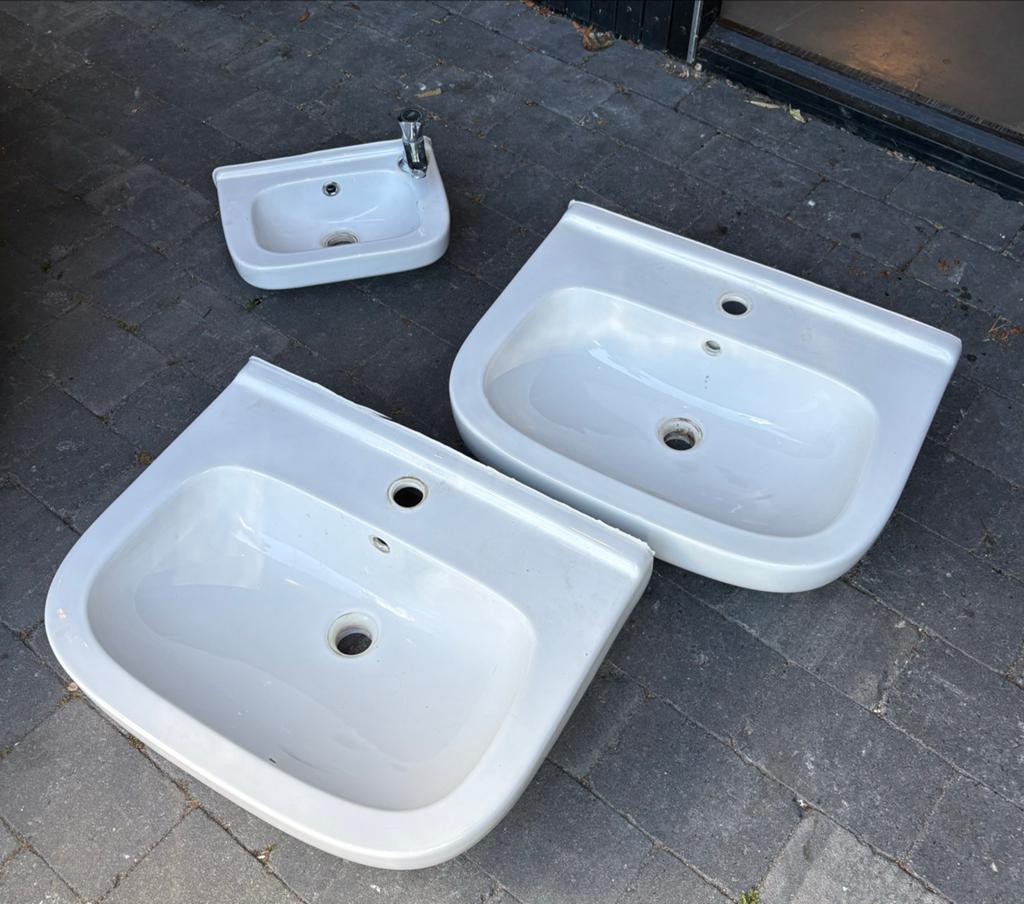 Sphinx wastafels met Grohe kraan en sifon, Ophalen, Gebruikt, Chroom, Wastafel