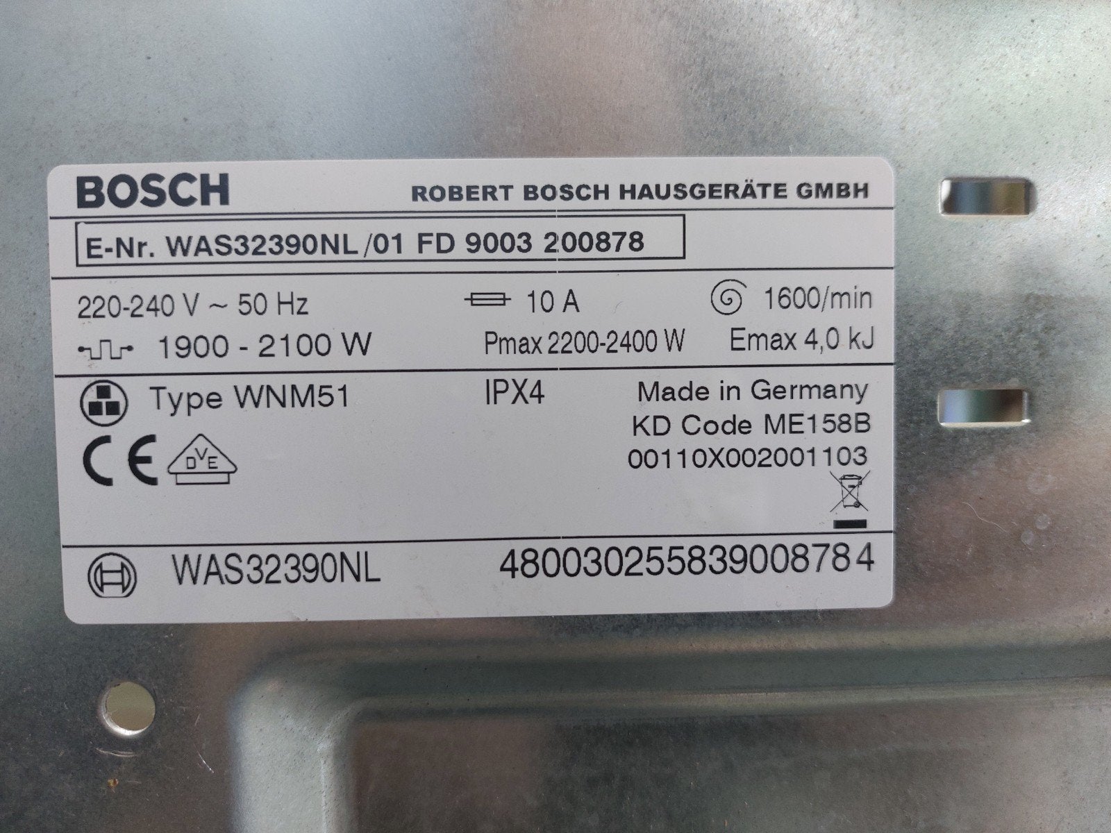 Bosch wasmachine onderdelen., Witgoed en Apparatuur, Wasmachines, Refurbished, Voorlader, 6 tot 8 kg, 85 tot 90 cm, 1200 tot 1600 toeren