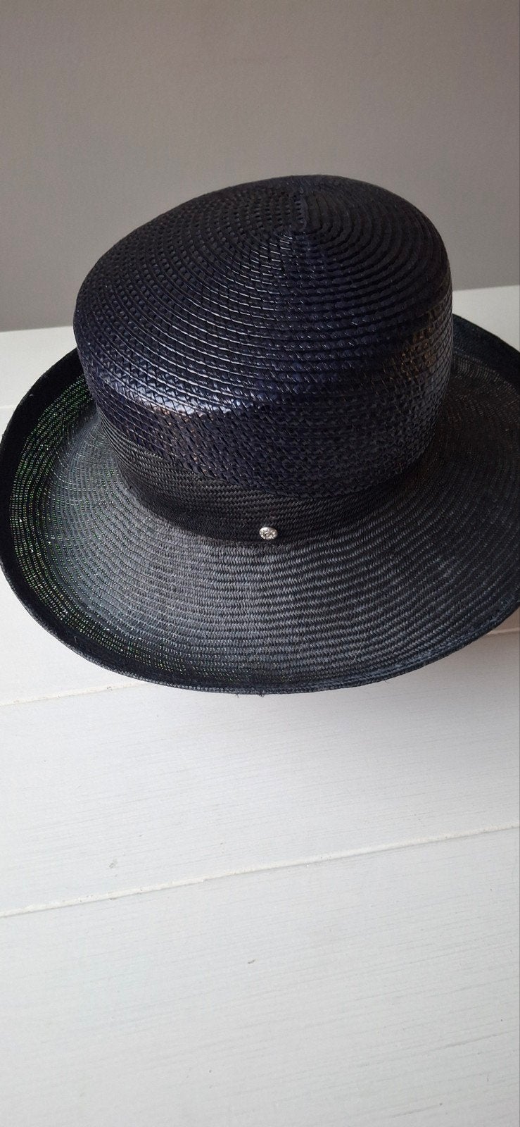 Mayser hoed donkerblauw stro met gelakte bol van stro, Mayser, Hoed, Gedragen, One size fits all