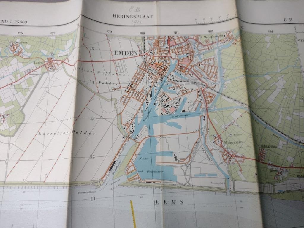 8 B Heringsplaat Emden Twixlum Borssum Plattegrond 1962, Ophalen of Verzenden