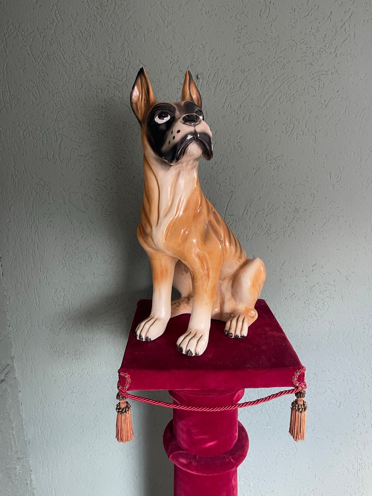 Groot Brocante Keramieken Boxer Hondenbeeld Jaren '60, Ophalen