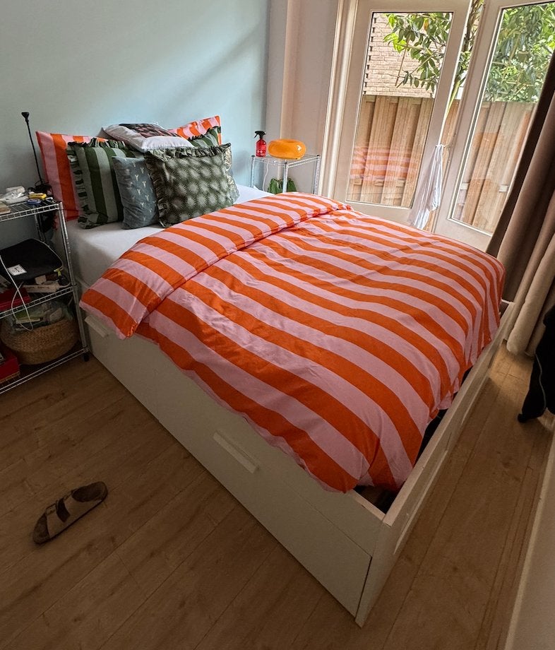 IKEA BRIMNES bed 140x200 incl. matras & lattenbodems, Ophalen, Gebruikt, Wit, 140 cm