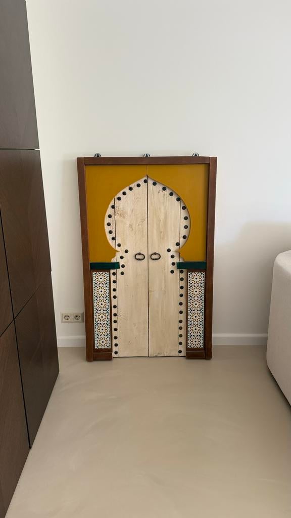 Handgemaakt Marokkaans decoratief paneel/deur, Ophalen, Hout, Meerkleurig, Oosters