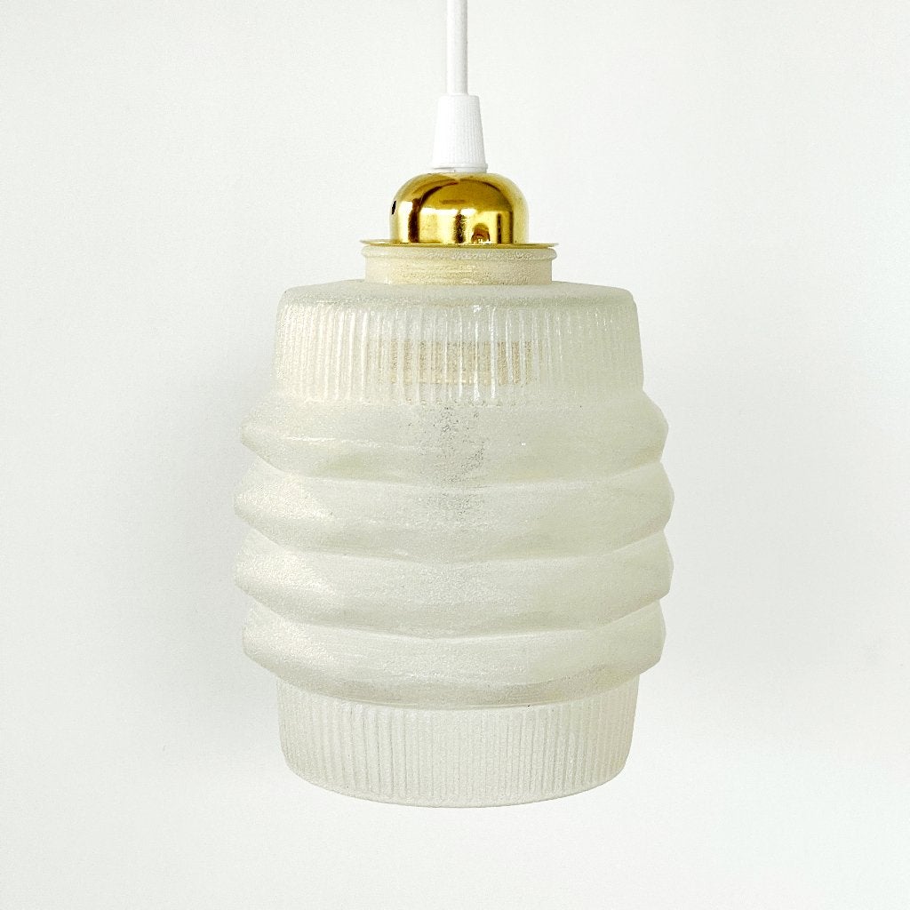 vintage Scandinavisch design LAMP wit gesuikerd glas messing, Gebruikt, -, -, Glas